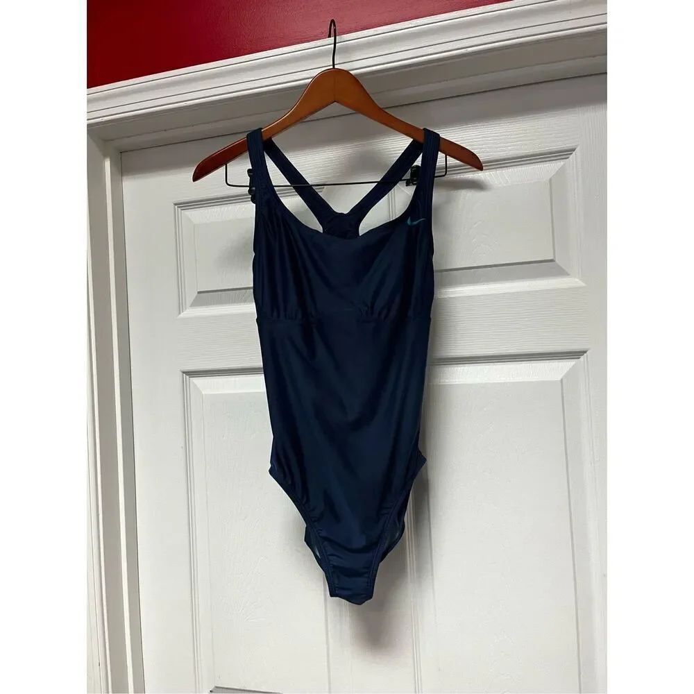 Nike Racerback Turquoise Swoosh Racerback Swimsuit sz 12 EUC